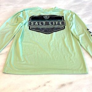 Salt Life Youth Size Large Mint Green Long Sleeve UVapor Tshirt